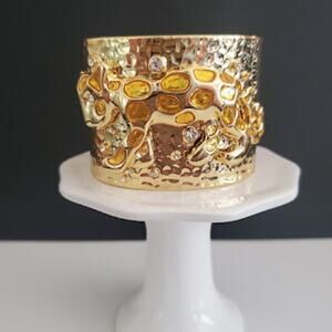 Lilly Pulitzer Cheetah Cuff Bracelet Gold Tone Crystal Accents NWOT‎ Resort